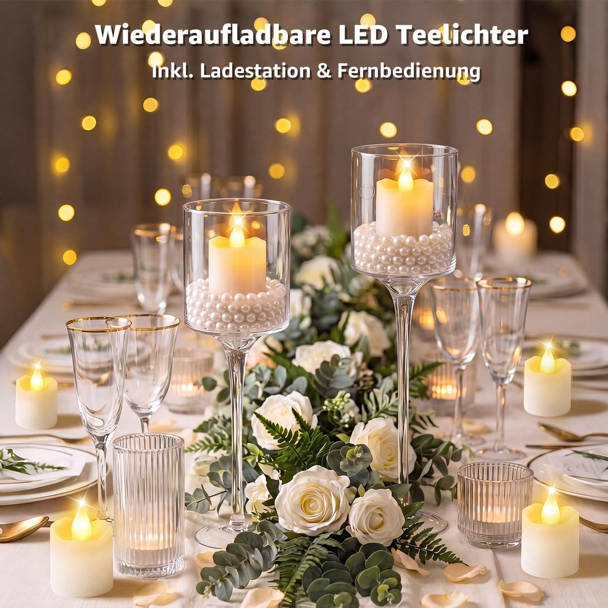 Ollny LED Teelichter Wiederaufladbar mit Timer und Fernbedienung