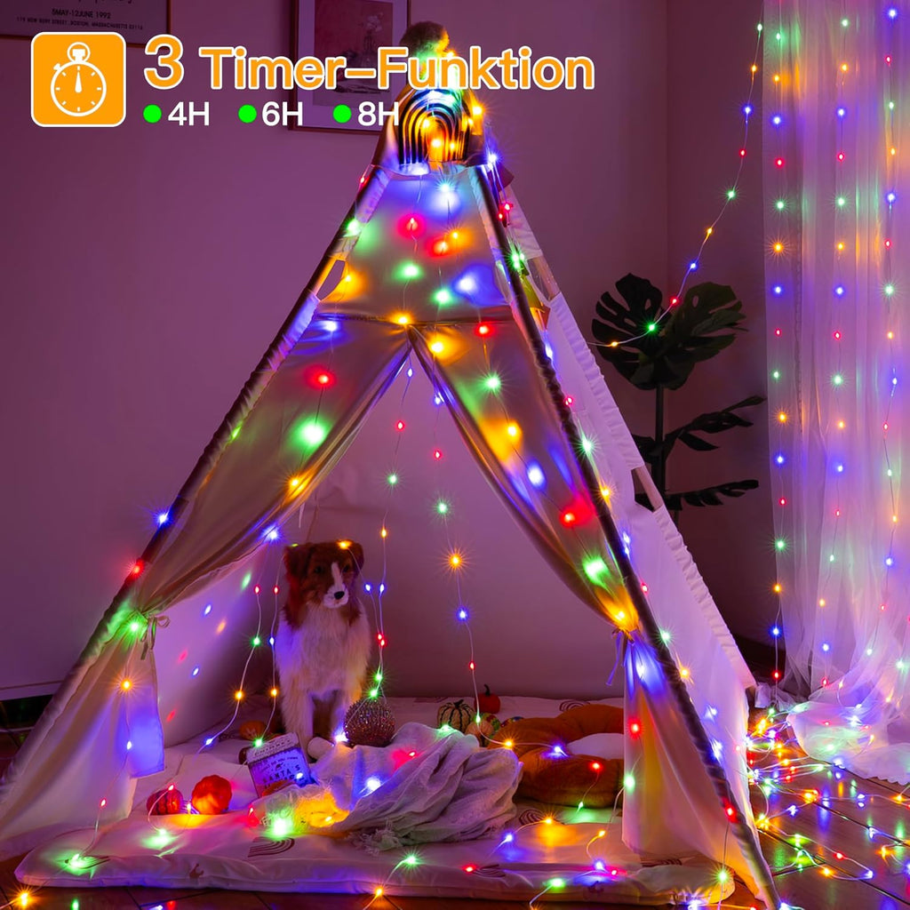 Guirlande lumineuse de camping USB Ollny blanc chaud et multicolore