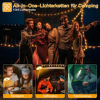 Ollny 10M Camping Lichterkette Aufrollbar Tragbare Wiederaufladbare (USB, 8 Modi, Timer Dimmbar, IP44 Wasserdichte)