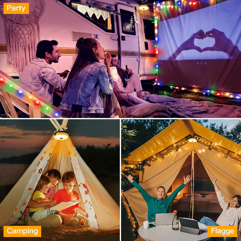 Guirlande lumineuse de camping USB Ollny blanc chaud et multicolore