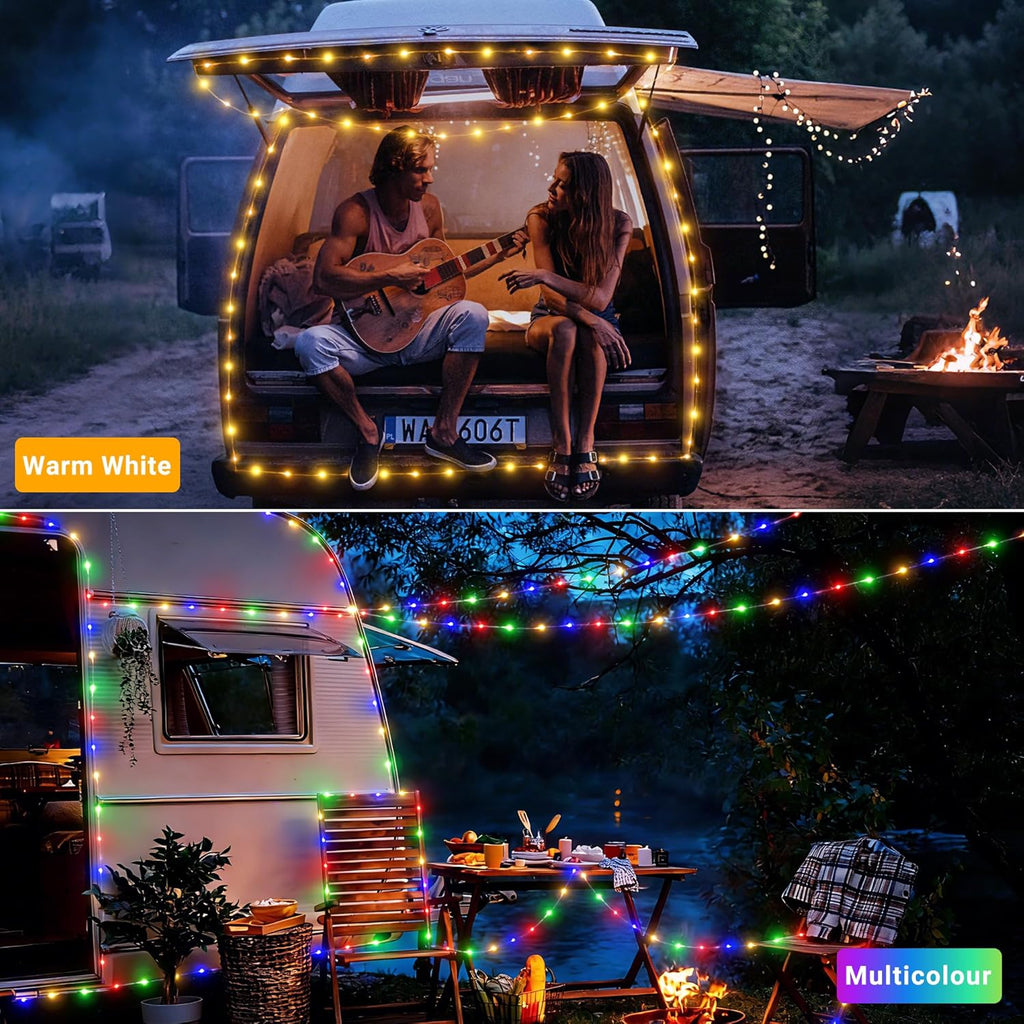 Guirlande lumineuse de camping USB Ollny blanc chaud et multicolore