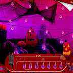 Ollny S17 Halloween Lichterkette Outdoor (lila und orange, IP45 wasserdicht, 8 Modi)