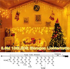 Ollny 3,6m 108 LEDs Weihnachtsbeleuchtung Eisregen Lichterkette außen (Erweiterbare, Warmweiß, 8 Modi, IP44 Wasserdichte)