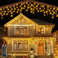 Ollny 3,6m 108 LEDs Weihnachtsbeleuchtung Eisregen Lichterkette außen (Erweiterbare, Warmweiß, 8 Modi, IP44 Wasserdichte)