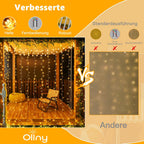 Ollny 200 LEDs 2m*2m Fernbedienung Innen Stecker (Warmweiß, 8 Modi, IP44 wasserdicht)