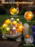 Ollny 8 LEDs Lichtern Wetterfeste Solar Gartenfigur Schildkröte für Draußen und Balkon Deko