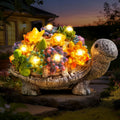 Ollny 8 LEDs Lichtern Wetterfeste Solar Gartenfigur Schildkröte für Draußen und Balkon Deko