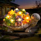 Ollny 8 LEDs Lichtern Wetterfeste Solar Gartenfigur Schildkröte für Draußen und Balkon Deko