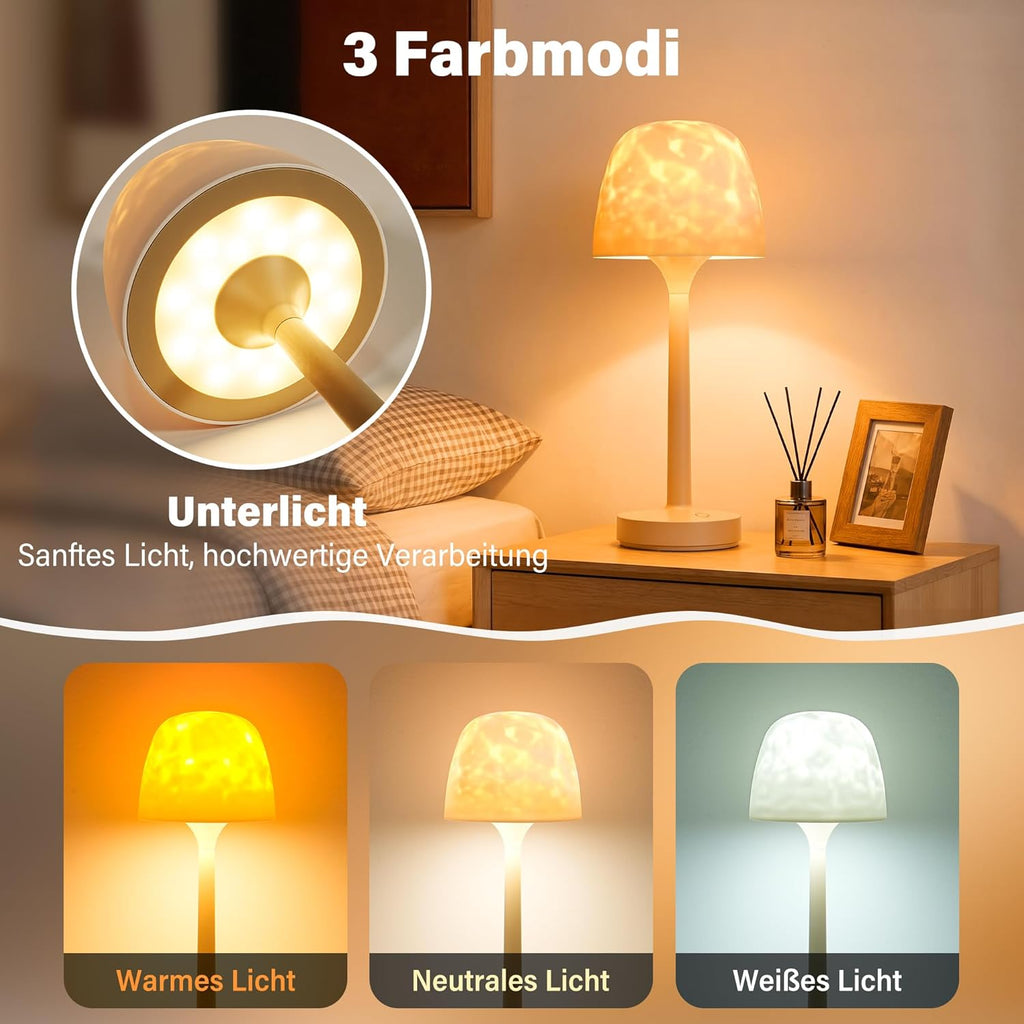 Ollny LED-Ozeanwellen-Projektorlampe für Badezimmer, Dusche, Badewanne (16 Modi, IP44 wasserdicht)