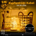 Ollny 2 stück LED Kupferdraht Lichterkette Batterie (Warmweiß, IP44 Wasserdichte)