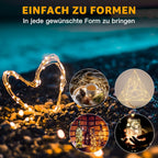 Ollny 2 stück LED Kupferdraht Lichterkette Batterie (Warmweiß, IP44 Wasserdichte)