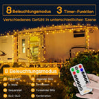 Ollny 600 LEDs 60m Lichterkette außen für Garten Balkon Hochzeit Party (Warmweiß, 8 Modi, IP44 wasserdicht)