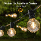 Catena luminosa a LED Ollny G40 per esterni, per giardino, balcone, feste e terrazza (bianco caldo, 3 modalità, 4 timer, impermeabile IP45)