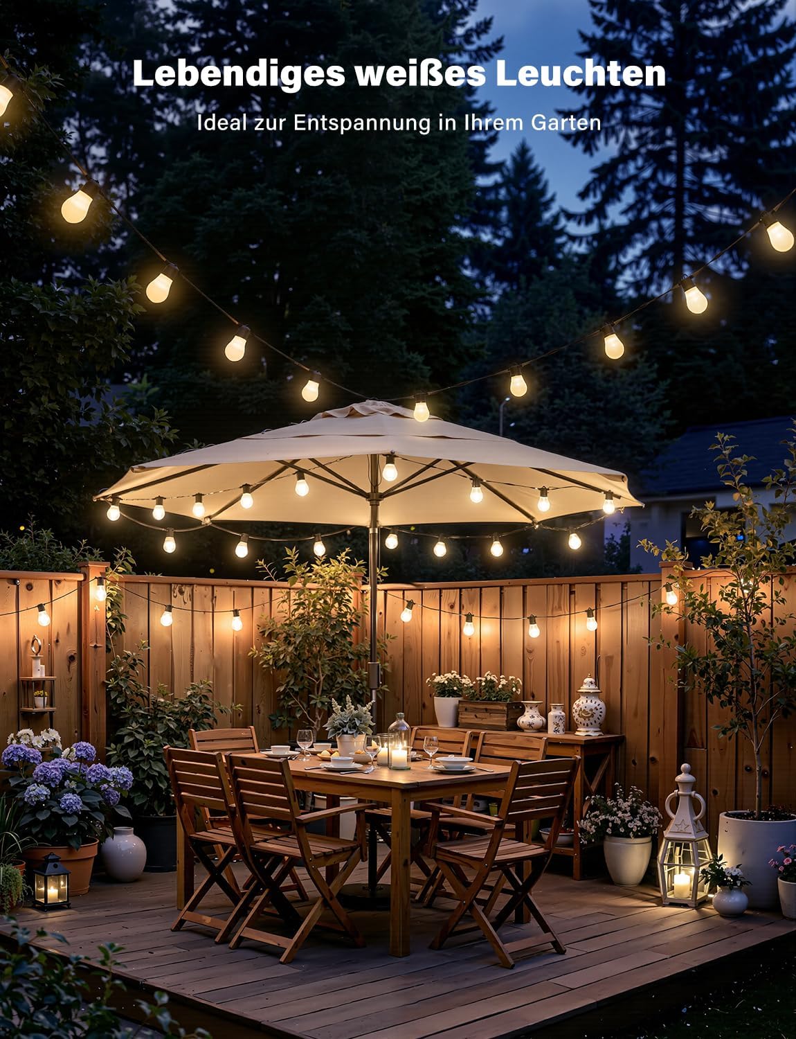 Catena luminosa a LED RGBW Ollny S14 per esterni, per giardino, feste e terrazze (estensibile, controllo tramite app, impermeabile IP65)