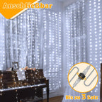 Ollny 300 LEDs 3m*3m Vorhangleuchten für den Außenbereich (anschließbar, IP67 wasserdicht, Kaltweiß, 8 Modi)