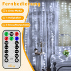 Ollny 300 LEDs 3m*3m Vorhangleuchten für den Außenbereich (anschließbar, IP67 wasserdicht, Kaltweiß, 8 Modi)