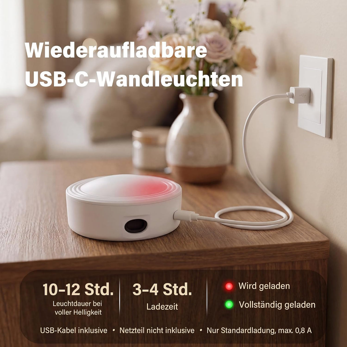 Ollny 2 Stück LED-Wandleuchte für Schlafzimmer, Nachttisch und zum Lesen