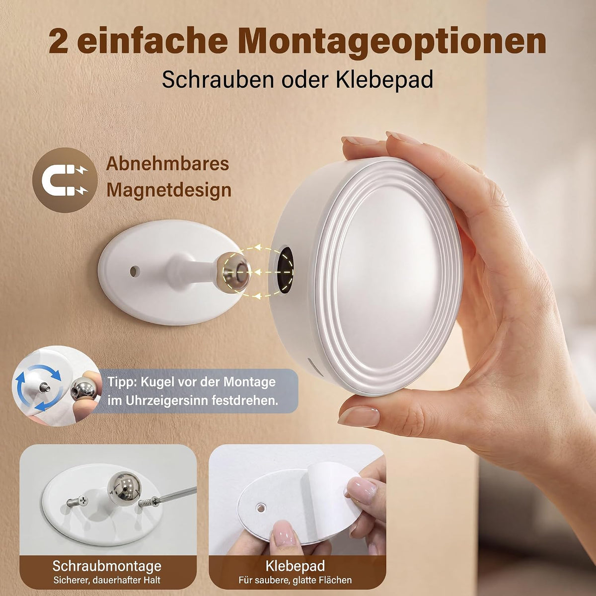 Ollny 2 Stück LED-Wandleuchte für Schlafzimmer, Nachttisch und zum Lesen