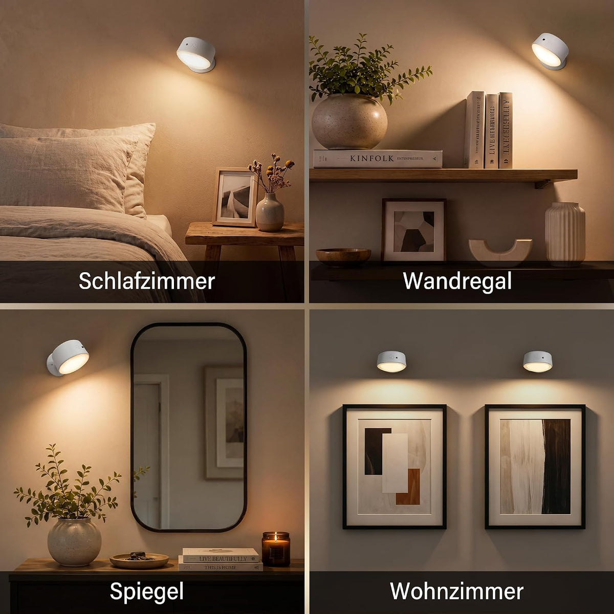 Ollny 2 Stück LED-Wandleuchte für Schlafzimmer, Nachttisch und zum Lesen