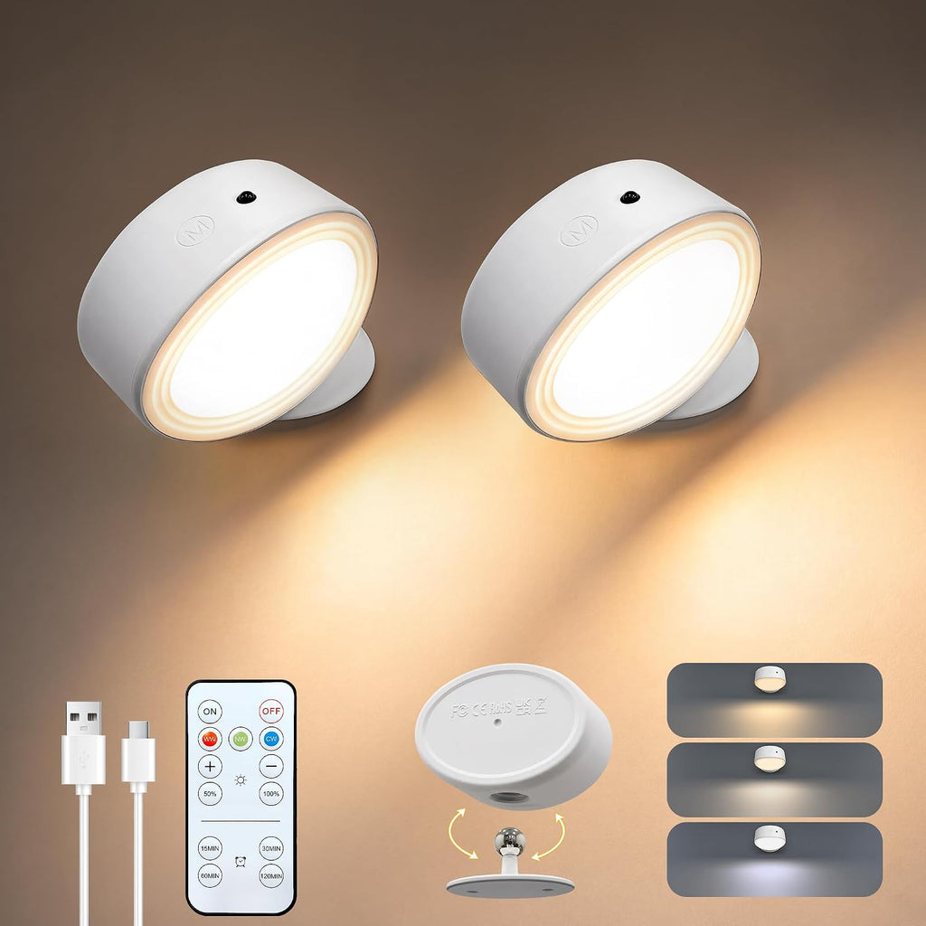 Ollny 2 Stück LED-Wandleuchte für Schlafzimmer, Nachttisch und zum Lesen