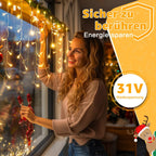 Ollny 15m 600 LEDs Weihnachtsbeleuchtung Eisregen Lichterkette außen (Erweiterbare, Warmweiß, 8 Modi, IP44 Wasserdichte)