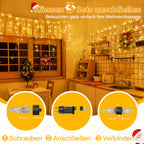 Ollny 15m 600 LEDs Weihnachtsbeleuchtung Eisregen Lichterkette außen (Erweiterbare, Warmweiß, 8 Modi, IP44 Wasserdichte)