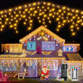 Ollny 15m 600 LEDs Weihnachtsbeleuchtung Eisregen Lichterkette außen (Erweiterbare, Warmweiß, 8 Modi, IP44 Wasserdichte)