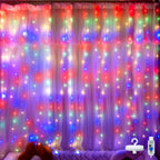 Ollny 200 LEDs 2m*2m USB Kupferdraht Vorhang Lichterkette mit Haken (bunt, IP44 wasserdicht)