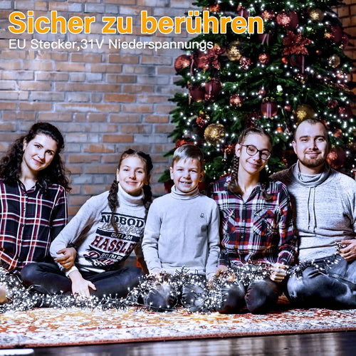 Ollny 15m 1000 LEDs Lichterkette außen (kaltweiß, 8 Modi, Timer, IP44 Wasserdichte)
