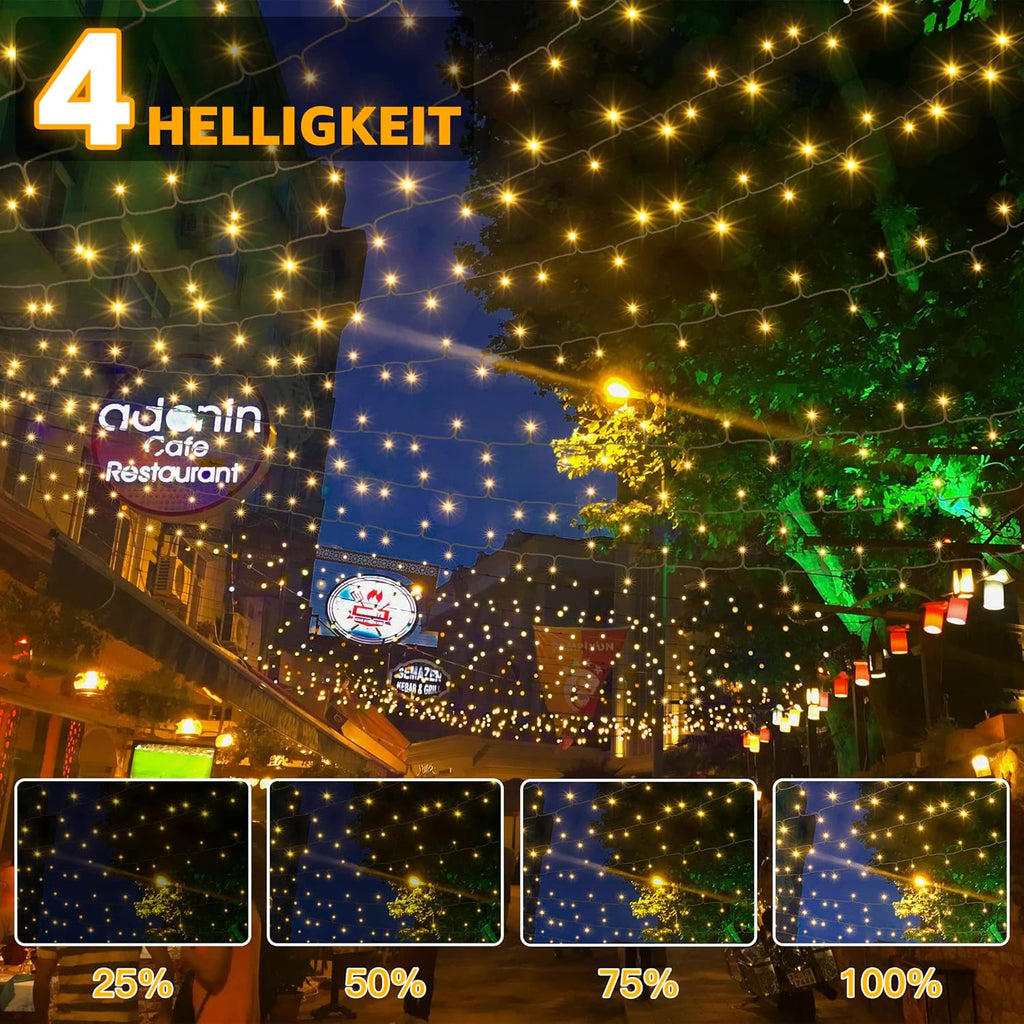 Ollny 400 LEDs 40m Lichterkette außen für Garten Balkon Hochzeit Party (Warmweiß, 8 Modi, IP44 wasserdicht)