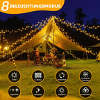Ollny 400 LEDs 40m Lichterkette außen für Garten Balkon Hochzeit Party (Warmweiß, 8 Modi, IP44 wasserdicht)