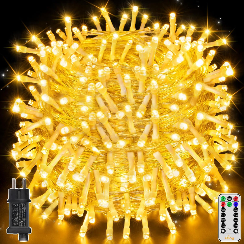 Ollny 800 LEDs 80m Lichterkette außen für Garten Balkon Hochzeit Party (Warmweiß, 8 Modi, IP44 wasserdicht)