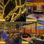 Ollny 400 LEDs 40m Lichterkette außen für Garten Balkon Hochzeit Party (Warmweiß, 8 Modi, IP44 wasserdicht)
