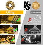 Ollny 200 LEDs 20m Lichterkette Weihnachtsbaum außen für Party (Warmweiß, 8 Modi, IP44 wasserdicht)