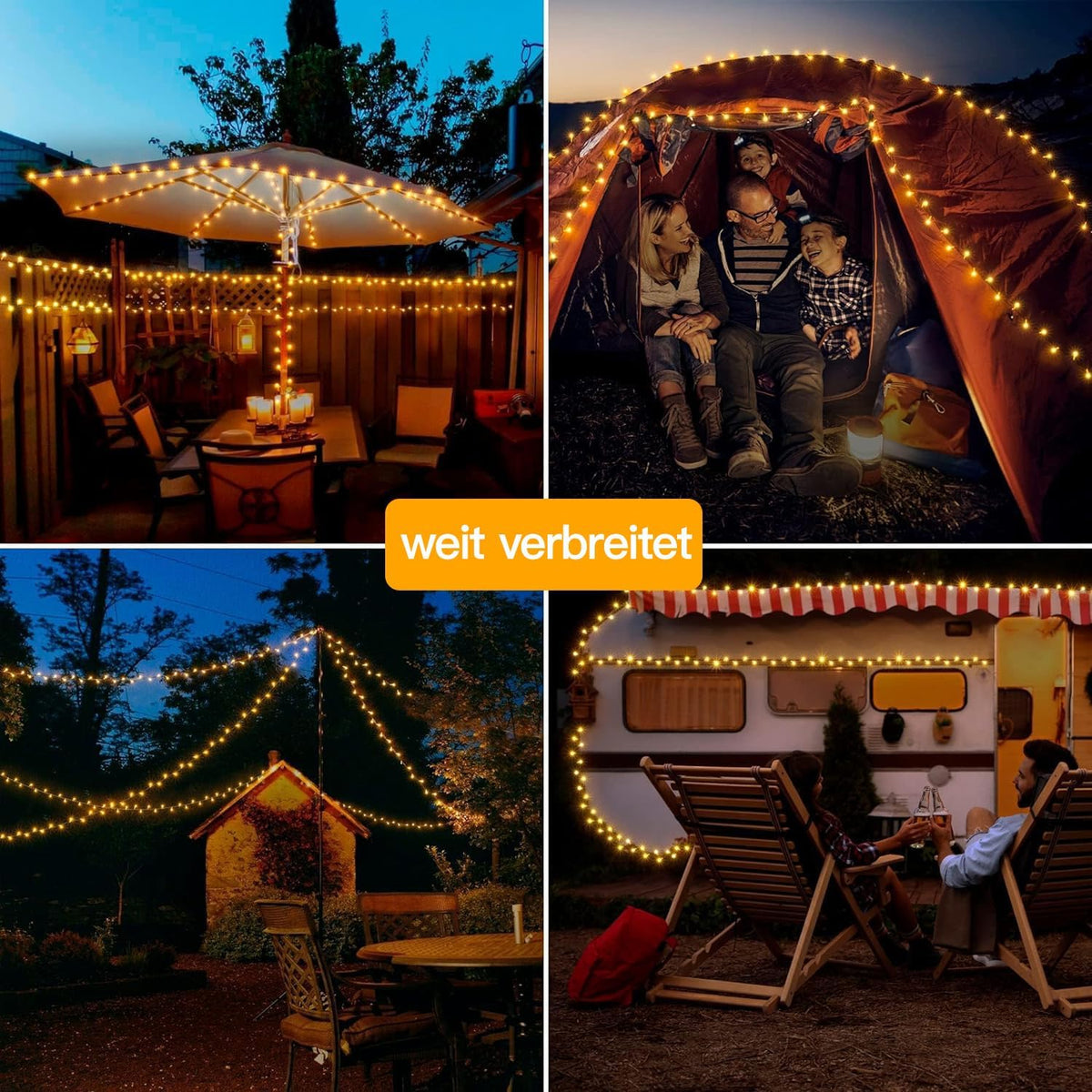 Ollny 200 LEDs 20m Lichterkette Weihnachtsbaum außen für Party (Warmweiß, 8 Modi, IP44 wasserdicht)