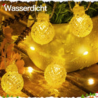 Ollny G29 Led Lichterkette außen für Garten Hochzeit Balkon Party (Warmweiß, 8 Modi, IP67 wasserdicht, 2700k)