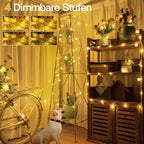 Ollny G29 Led Lichterkette außen für Garten Hochzeit Balkon Party (Warmweiß, 8 Modi, IP67 wasserdicht, 2700k)