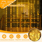 Ollny 300 LEDs 3m*3m Vorhangleuchten für den Außenbereich (anschließbar, IP67 wasserdicht, warmweiß, 8 Modi)