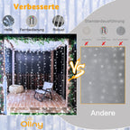 Ollny 200 LEDs 2m*2m Fernbedienung Innen Stecker (Weiß, 8 Modi, IP44 wasserdicht)