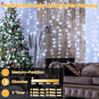 Ollny 200 LEDs 2m*2m Fernbedienung Innen Stecker (Weiß, 8 Modi, IP44 wasserdicht)