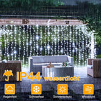 Ollny 200 LEDs 2m*2m Fernbedienung Innen Stecker (Weiß, 8 Modi, IP44 wasserdicht)