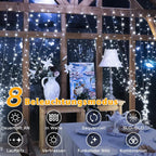 Ollny 200 LEDs 2m*2m Fernbedienung Innen Stecker (Weiß, 8 Modi, IP44 wasserdicht)