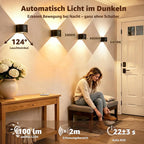 Ollny 2 Stück Akku Wandleuchte Innen mit Bewegungsmelder (Magnetische, 3 Farben, Timer Dimmbar)