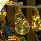 Ollny S17 6m Solar-Lichterkette für den Außenbereich (16 Glühbirnen, IP45 wasserdicht, 8 Modi)
