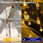 Ollny S17 6m Solar-Lichterkette für den Außenbereich (16 Glühbirnen, IP45 wasserdicht, 8 Modi)