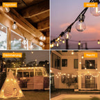 Ollny G40 20m Solar Lichterkette Außen für Garten, Balkon, Partydeko (30+2 Glühbirnen, 3 modi, IP45 wasserdicht)