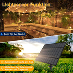 Ollny G40 20m Solar Lichterkette Außen für Garten, Balkon, Partydeko (30+2 Glühbirnen, 3 modi, IP45 wasserdicht)