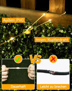 Ollny Solar Camping Lichterkette Aufrollbar (USB, 8 Modi, Timer Dimmbar, IP44 Wasserdichte)