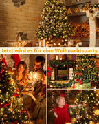 Ollny Solar Lichterkette Aussen für 150, 180, 240cm Tannenbaum (Warmweiß, 8 Modi, Timer, IP44 Wasserdichte)
