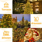 Ollny Solar Lichterkette Aussen für 150, 180, 240cm Tannenbaum (Warmweiß, 8 Modi, Timer, IP44 Wasserdichte)